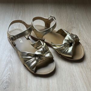 J. Crew Gold Kids Sandals with Bow